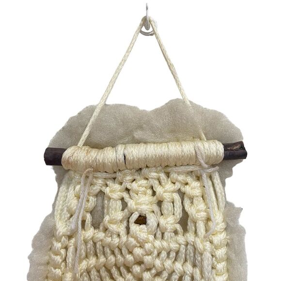 Large Macrame Owl Hanging Vintage Retro 70s Handmade Mid-Century Modern MCM - Picture 8 of 14